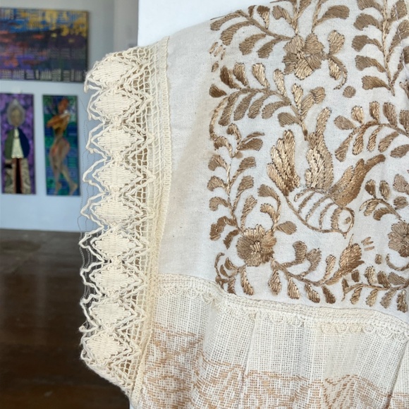 Cream Vintage embroidered mexican sheath dress - Picture 5 of 9